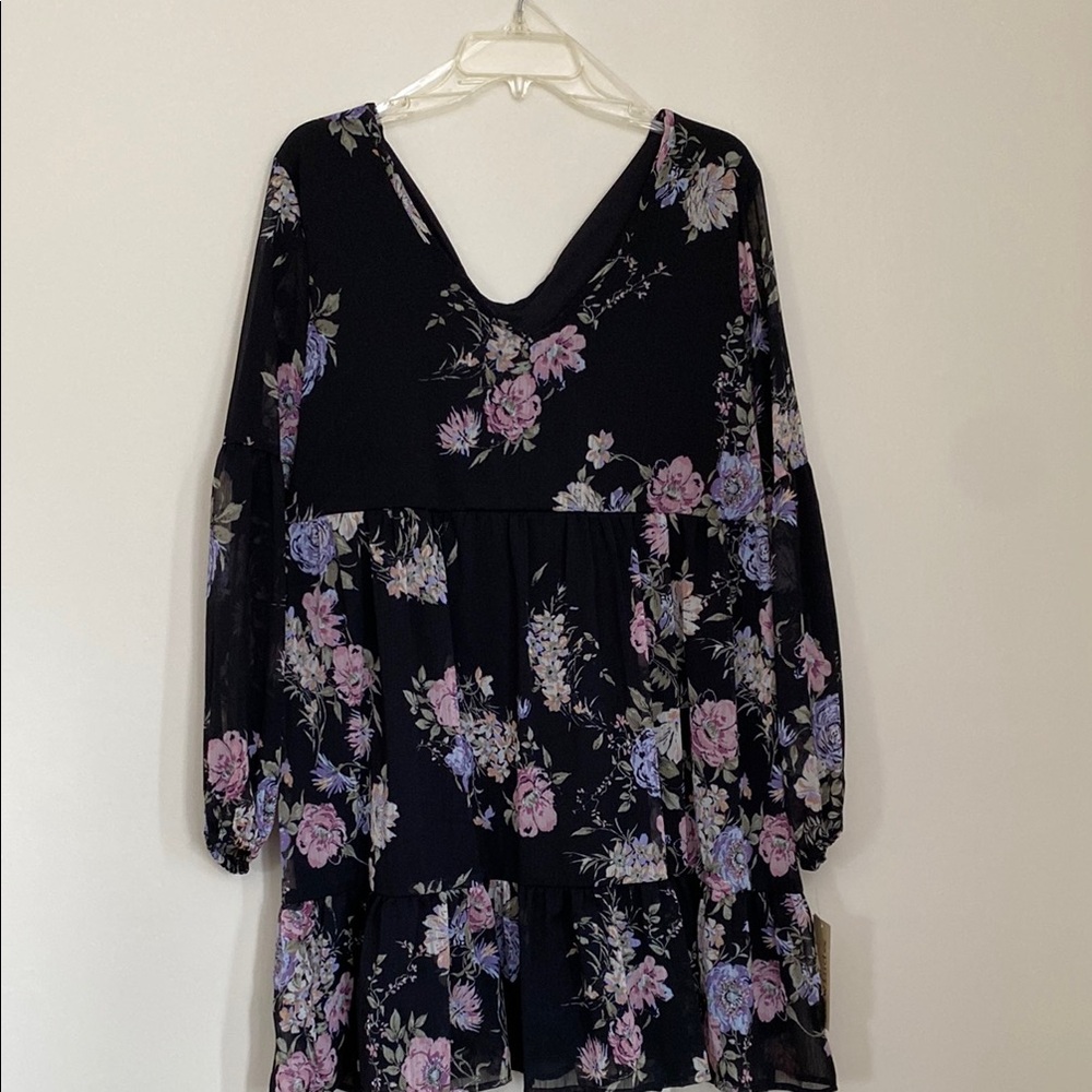 Floral Black and Purple Dress
